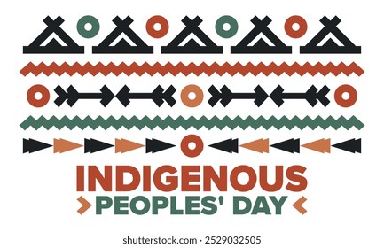 Indigenous Peoples' Day. Native American Day. American Indian culture. Heritage Month. Celebrate annual in United States. Tradition pattern. Poster, card, banner and background. Vector illustration