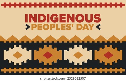 Indigenous Peoples' Day. Native American Day. American Indian culture. Heritage Month. Celebrate annual in United States. Tradition pattern. Poster, card, banner and background. Vector illustration