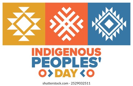 Indigenous Peoples' Day. Native American Day. American Indian culture. Heritage Month. Celebrate annual in United States. Tradition pattern. Poster, card, banner and background. Vector illustration