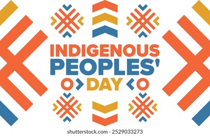 Indigenous Peoples' Day. Native American Day. American Indian culture. Heritage Month. Celebrate annual in United States. Tradition pattern. Poster, card, banner and background. Vector illustration