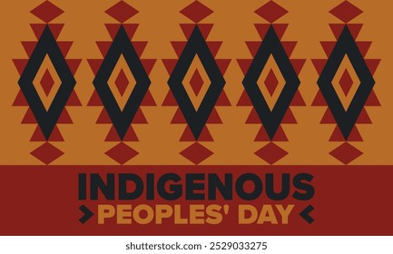 Indigenous Peoples' Day. Native American Day. American Indian culture. Heritage Month. Celebrate annual in United States. Tradition pattern. Poster, card, banner and background. Vector illustration