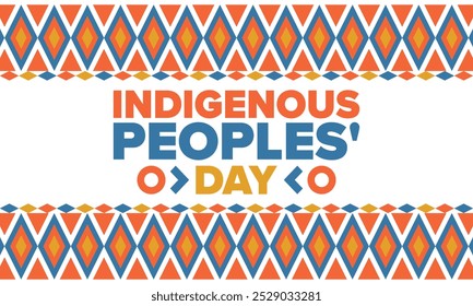 Indigenous Peoples' Day. Native American Day. American Indian culture. Heritage Month. Celebrate annual in United States. Tradition pattern. Poster, card, banner and background. Vector illustration