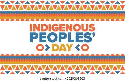 Indigenous Peoples' Day. Native American Day. American Indian culture. Heritage Month. Celebrate annual in United States. Tradition pattern. Poster, card, banner and background. Vector illustration