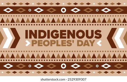 Indigenous Peoples' Day. Native American Day. American Indian culture. Heritage Month. Celebrate annual in United States. Tradition pattern. Poster, card, banner and background. Vector illustration