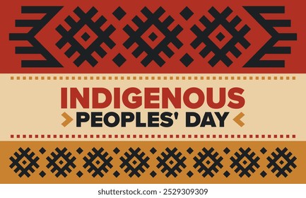 Indigenous Peoples' Day. Native American Day. American Indian culture. Heritage Month. Celebrate annual in United States. Tradition pattern. Poster, card, banner and background. Vector illustration