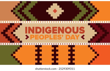 Indigenous Peoples' Day. Native American Day. American Indian culture. Heritage Month. Celebrate annual in United States. Tradition pattern. Poster, card, banner and background. Vector illustration