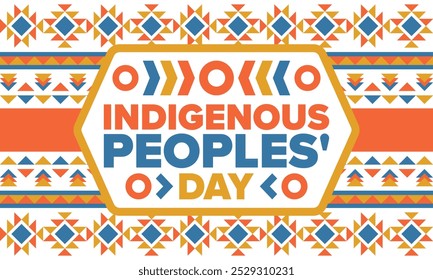 Indigenous Peoples' Day. Native American Day. American Indian culture. Heritage Month. Celebrate annual in United States. Tradition pattern. Poster, card, banner and background. Vector illustration