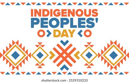 Indigenous Peoples' Day. Native American Day. American Indian culture. Heritage Month. Celebrate annual in United States. Tradition pattern. Poster, card, banner and background. Vector illustration