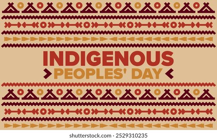 Indigenous Peoples' Day. Native American Day. American Indian culture. Heritage Month. Celebrate annual in United States. Tradition pattern. Poster, card, banner and background. Vector illustration