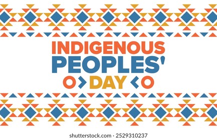 Indigenous Peoples' Day. Native American Day. American Indian culture. Heritage Month. Celebrate annual in United States. Tradition pattern. Poster, card, banner and background. Vector illustration