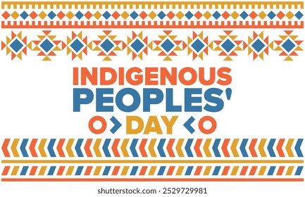 Indigenous Peoples' Day. Native American Day. American Indian culture. Heritage Month. Celebrate annual in United States. Tradition pattern. Poster, card, banner and background. Vector illustration