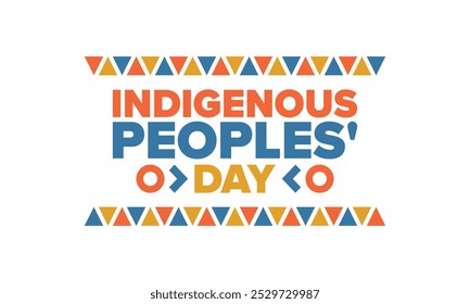 Indigenous Peoples' Day. Native American Day. American Indian culture. Heritage Month. Celebrate annual in United States. Tradition pattern. Poster, card, banner and background. Vector illustration