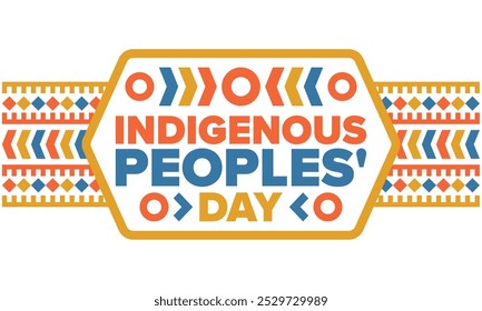 Indigenous Peoples' Day. Native American Day. American Indian culture. Heritage Month. Celebrate annual in United States. Tradition pattern. Poster, card, banner and background. Vector illustration