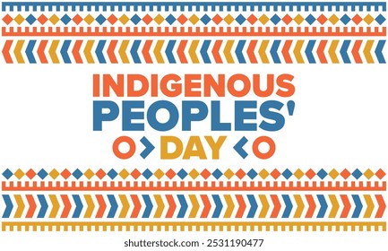 Indigenous Peoples' Day. Native American Day. American Indian culture. Heritage Month. Celebrate annual in United States. Tradition pattern. Poster, card, banner and background. Vector illustration