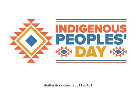 Indigenous Peoples' Day. Native American Day. American Indian culture. Heritage Month. Celebrate annual in United States. Tradition pattern. Poster, card, banner and background. Vector illustration