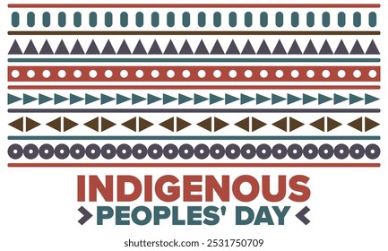 Indigenous Peoples' Day. Native American Day. American Indian culture. Heritage Month. Celebrate annual in United States. Tradition pattern. Poster, card, banner and background. Vector illustration