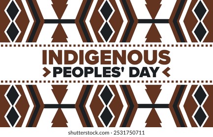 Indigenous Peoples' Day. Native American Day. American Indian culture. Heritage Month. Celebrate annual in United States. Tradition pattern. Poster, card, banner and background. Vector illustration