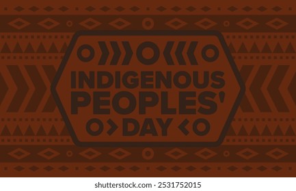 Indigenous Peoples' Day. Native American Day. American Indian culture. Heritage Month. Celebrate annual in United States. Tradition pattern. Poster, card, banner and background. Vector illustration