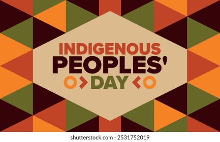 Indigenous Peoples' Day. Native American Day. American Indian culture. Heritage Month. Celebrate annual in United States. Tradition pattern. Poster, card, banner and background. Vector illustration