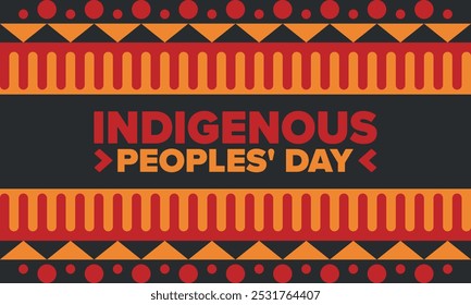 Indigenous Peoples' Day. Native American Day. American Indian culture. Heritage Month. Celebrate annual in United States. Tradition pattern. Poster, card, banner and background. Vector illustration