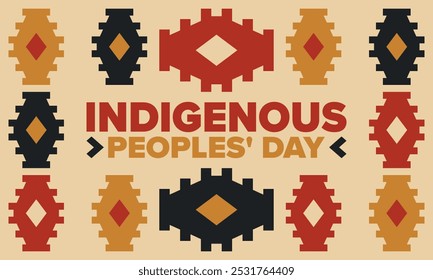 Indigenous Peoples' Day. Native American Day. American Indian culture. Heritage Month. Celebrate annual in United States. Tradition pattern. Poster, card, banner and background. Vector illustration