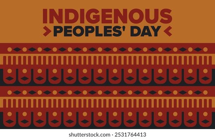 Indigenous Peoples' Day. Native American Day. American Indian culture. Heritage Month. Celebrate annual in United States. Tradition pattern. Poster, card, banner and background. Vector illustration