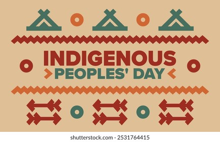 Indigenous Peoples' Day. Native American Day. American Indian culture. Heritage Month. Celebrate annual in United States. Tradition pattern. Poster, card, banner and background. Vector illustration