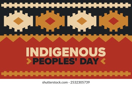 Indigenous Peoples' Day. Native American Day. American Indian culture. Heritage Month. Celebrate annual in United States. Tradition pattern. Poster, card, banner and background. Vector illustration