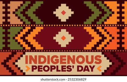 Indigenous Peoples' Day. Native American Day. American Indian culture. Heritage Month. Celebrate annual in United States. Tradition pattern. Poster, card, banner and background. Vector illustration