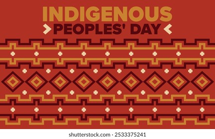 Indigenous Peoples' Day. Native American Day. American Indian culture. Heritage Month. Celebrate annual in United States. Tradition pattern. Poster, card, banner and background. Vector illustration