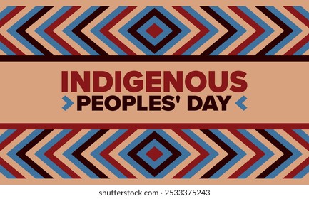 Indigenous Peoples' Day. Native American Day. American Indian culture. Heritage Month. Celebrate annual in United States. Tradition pattern. Poster, card, banner and background. Vector illustration