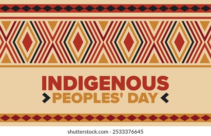 Indigenous Peoples' Day. Native American Day. American Indian culture. Heritage Month. Celebrate annual in United States. Tradition pattern. Poster, card, banner and background. Vector illustration