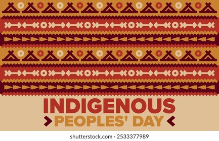 Indigenous Peoples' Day. Native American Day. American Indian culture. Heritage Month. Celebrate annual in United States. Tradition pattern. Poster, card, banner and background. Vector illustration