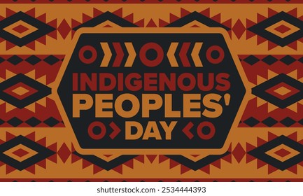 Indigenous Peoples' Day. Native American Day. American Indian culture. Heritage Month. Celebrate annual in United States. Tradition pattern. Poster, card, banner and background. Vector illustration