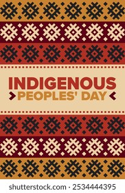 Indigenous Peoples' Day. Native American Day. American Indian culture. Heritage Month. Celebrate annual in United States. Tradition pattern. Poster, card, banner and background. Vector illustration