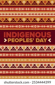 Indigenous Peoples' Day. Native American Day. American Indian culture. Heritage Month. Celebrate annual in United States. Tradition pattern. Poster, card, banner and background. Vector illustration