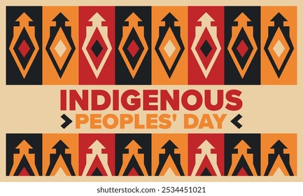 Indigenous Peoples' Day. Native American Day. American Indian culture. Heritage Month. Celebrate annual in United States. Tradition pattern. Poster, card, banner and background. Vector illustration