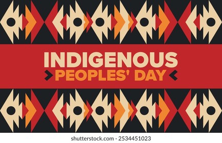 Indigenous Peoples' Day. Native American Day. American Indian culture. Heritage Month. Celebrate annual in United States. Tradition pattern. Poster, card, banner and background. Vector illustration