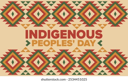 Indigenous Peoples' Day. Native American Day. American Indian culture. Heritage Month. Celebrate annual in United States. Tradition pattern. Poster, card, banner and background. Vector illustration