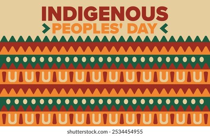 Indigenous Peoples' Day. Native American Day. American Indian culture. Heritage Month. Celebrate annual in United States. Tradition pattern. Poster, card, banner and background. Vector illustration