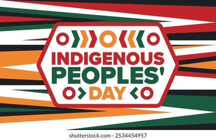 Indigenous Peoples' Day. Native American Day. American Indian culture. Heritage Month. Celebrate annual in United States. Tradition pattern. Poster, card, banner and background. Vector illustration