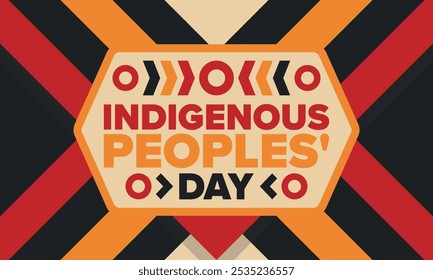 Indigenous Peoples' Day. Native American Day. American Indian culture. Heritage Month. Celebrate annual in United States. Tradition pattern. Poster, card, banner and background. Vector illustration