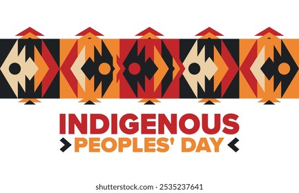 Indigenous Peoples' Day. Native American Day. American Indian culture. Heritage Month. Celebrate annual in United States. Tradition pattern. Poster, card, banner and background. Vector illustration