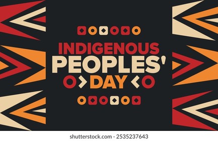 Indigenous Peoples' Day. Native American Day. American Indian culture. Heritage Month. Celebrate annual in United States. Tradition pattern. Poster, card, banner and background. Vector illustration