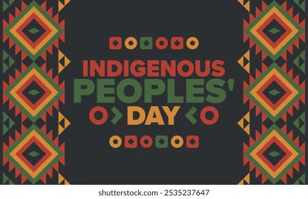 Indigenous Peoples' Day. Native American Day. American Indian culture. Heritage Month. Celebrate annual in United States. Tradition pattern. Poster, card, banner and background. Vector illustration