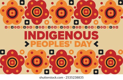 Indigenous Peoples' Day. Native American Day. American Indian culture. Heritage Month. Celebrate annual in United States. Tradition pattern. Poster, card, banner and background. Vector illustration