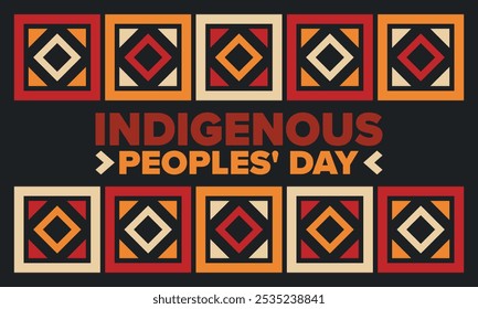 Indigenous Peoples' Day. Native American Day. American Indian culture. Heritage Month. Celebrate annual in United States. Tradition pattern. Poster, card, banner and background. Vector illustration