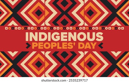 Indigenous Peoples' Day. Native American Day. American Indian culture. Heritage Month. Celebrate annual in United States. Tradition pattern. Poster, card, banner and background. Vector illustration