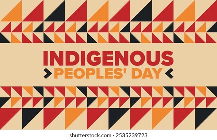 Indigenous Peoples' Day. Native American Day. American Indian culture. Heritage Month. Celebrate annual in United States. Tradition pattern. Poster, card, banner and background. Vector illustration