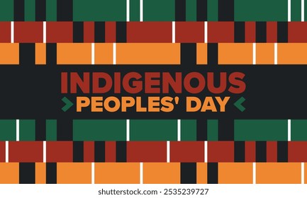 Indigenous Peoples' Day. Native American Day. American Indian culture. Heritage Month. Celebrate annual in United States. Tradition pattern. Poster, card, banner and background. Vector illustration